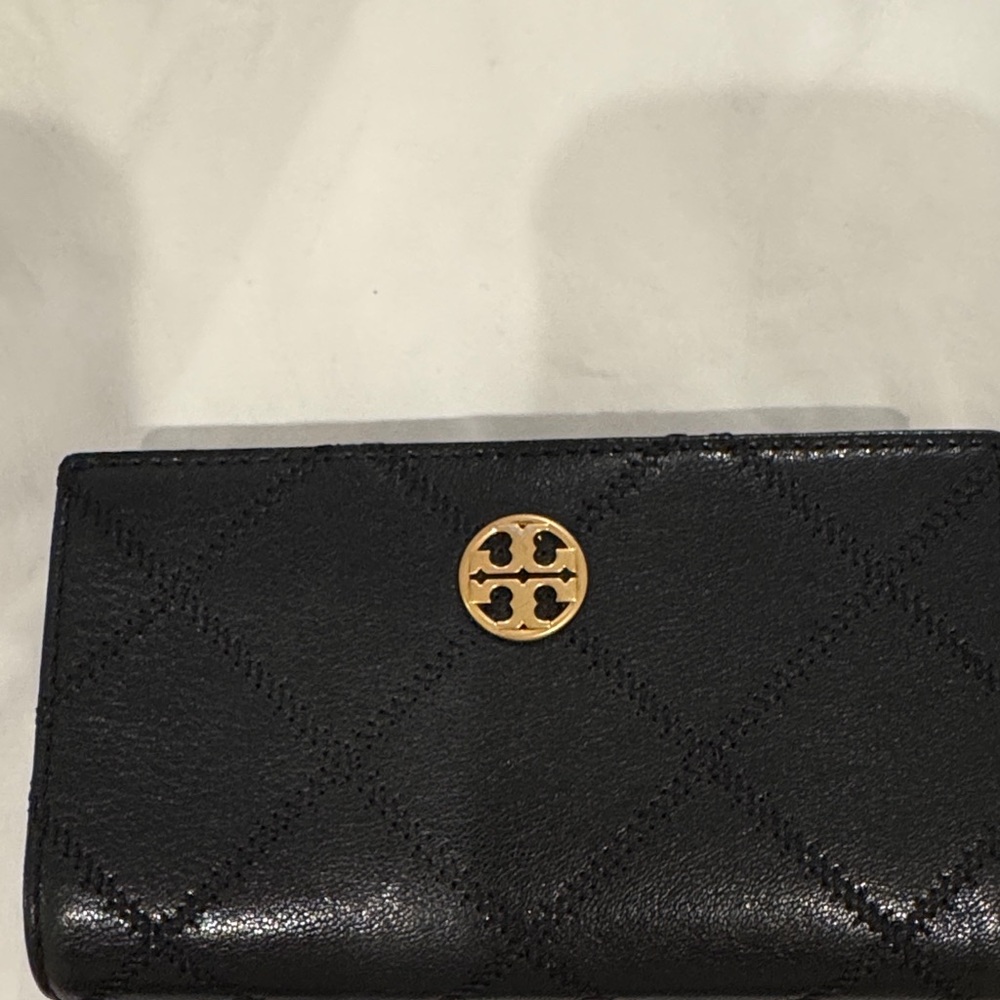 Tory Burch Black Quilted Wallet with Gold Accent